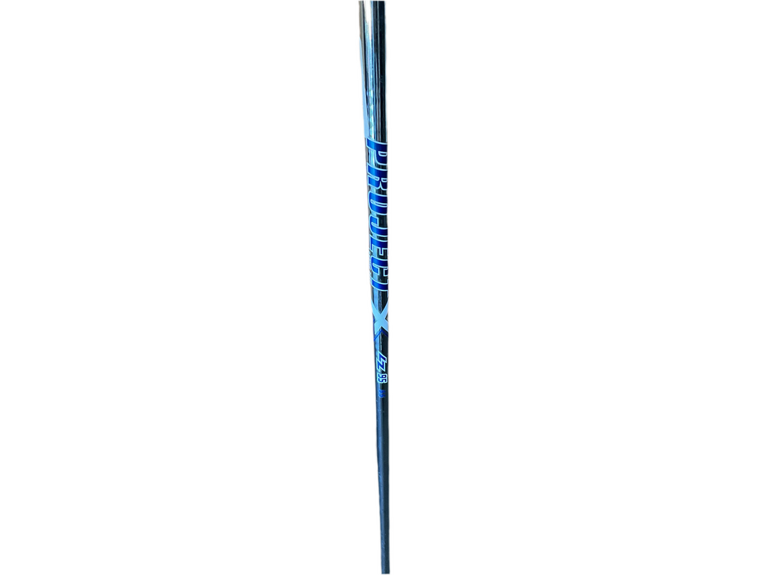 Blue and white golf club shaft with ’starfield’ branding.