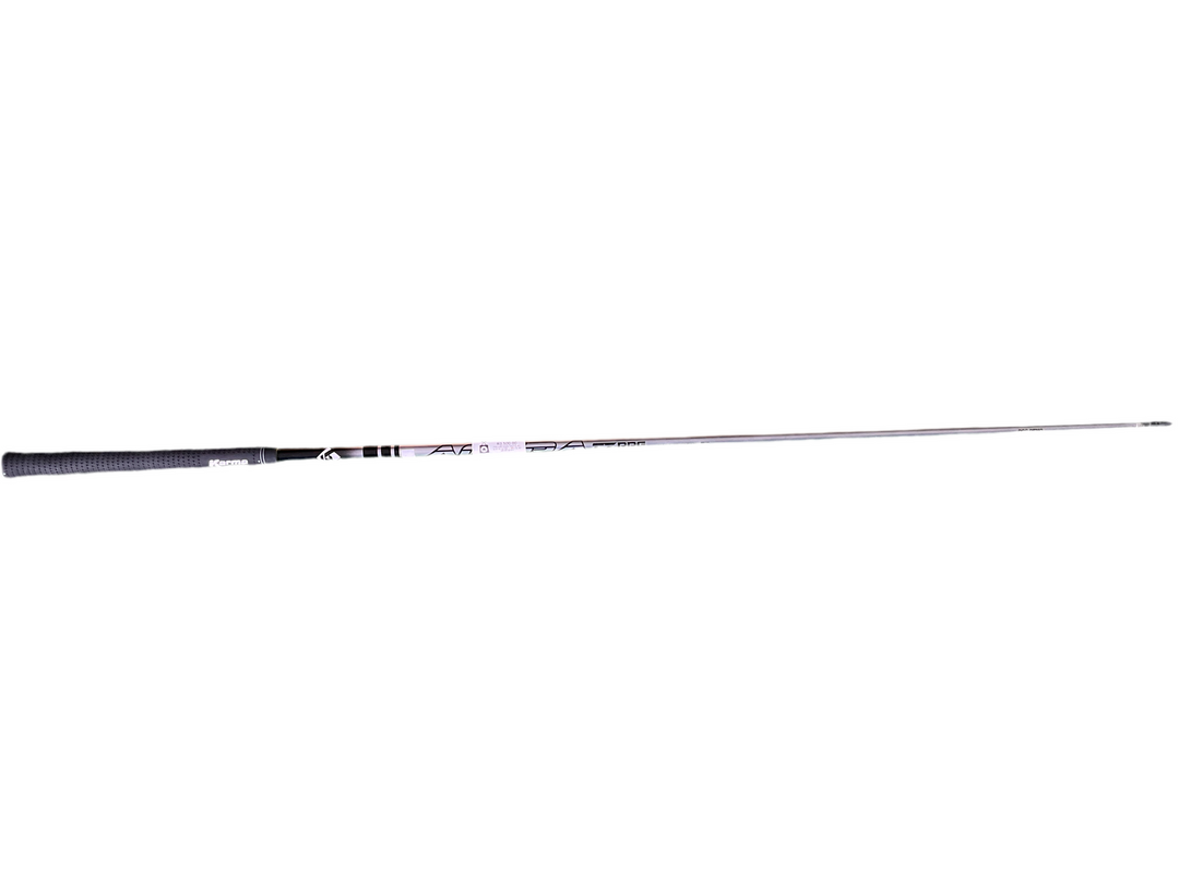 Fishing rod with black handle and silver shaft, likely made of fiberglass or carbon fiber.