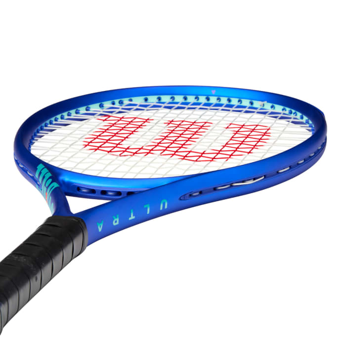 Wilson Ultra 26’’ V5 junior tennis racket with blue frame and black grip