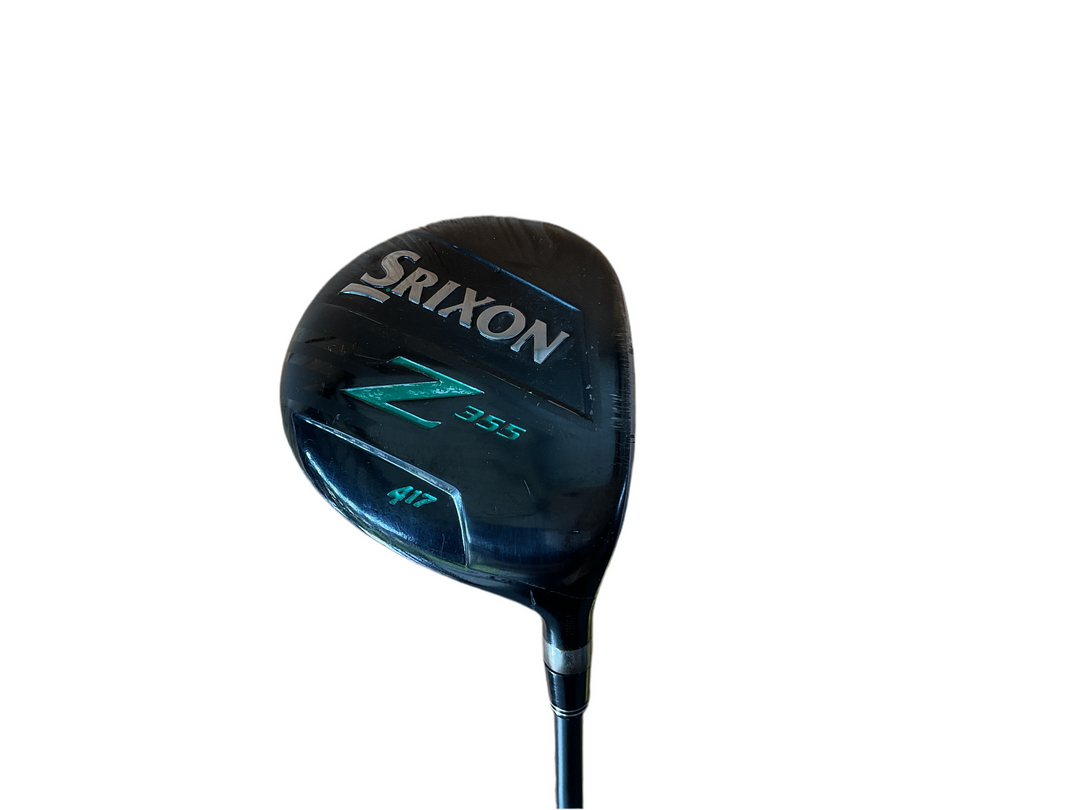 Srixon z 355 golf driver with black and teal accents, featuring a sleek design.