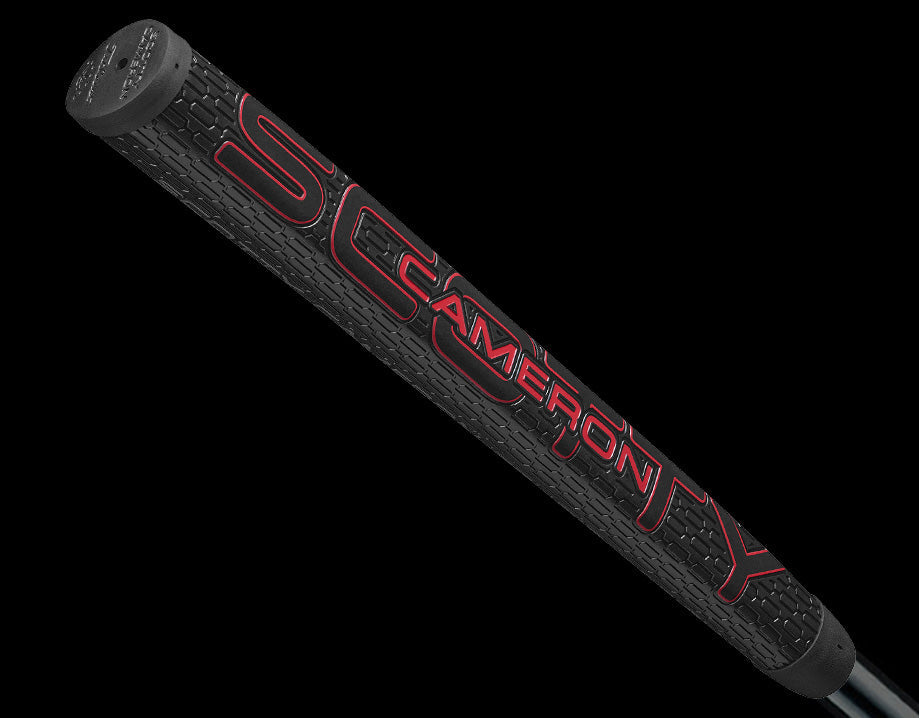 Scotty Cameron Fastback putter with textured black and red grip