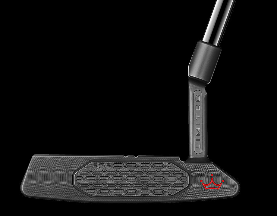 Scotty Cameron Black Odyssey Putter with Red Accents and Textured Grip