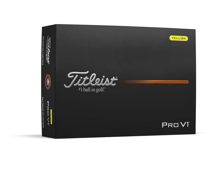 Titleist pro v1 yellow golf ball box.