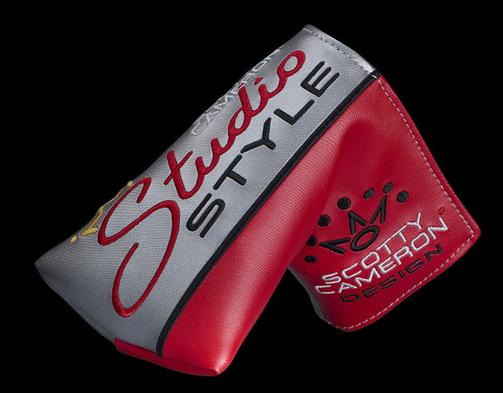 Red and silver Scotty Cameron Studio Style Fast Back putter cover