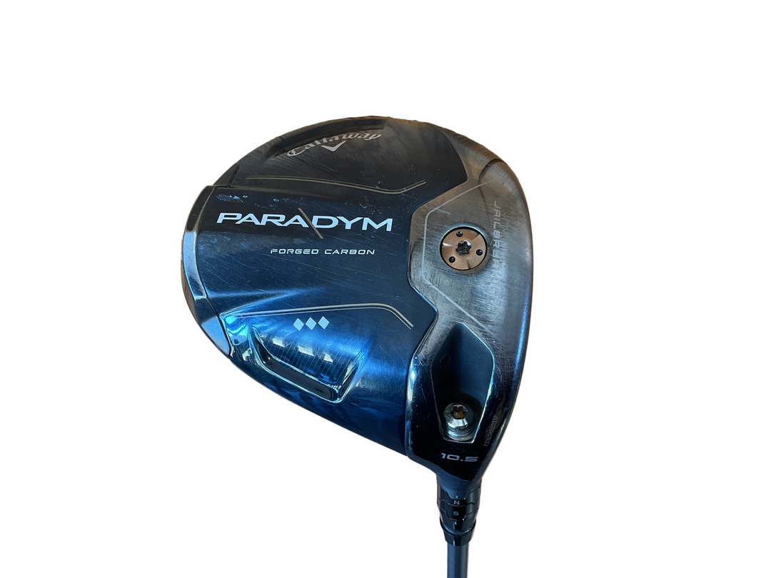Paradym forged carbon driver with blue and black accents.