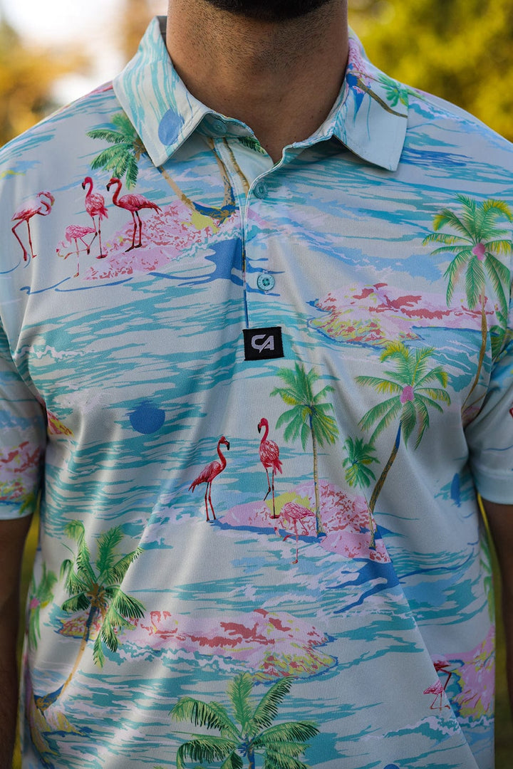 Custom Apparel Men's Funky Golf Shirt | Flamingo Island