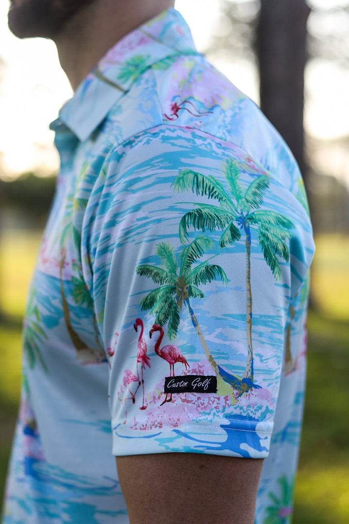 Custom Apparel Men's Funky Golf Shirt | Flamingo Island
