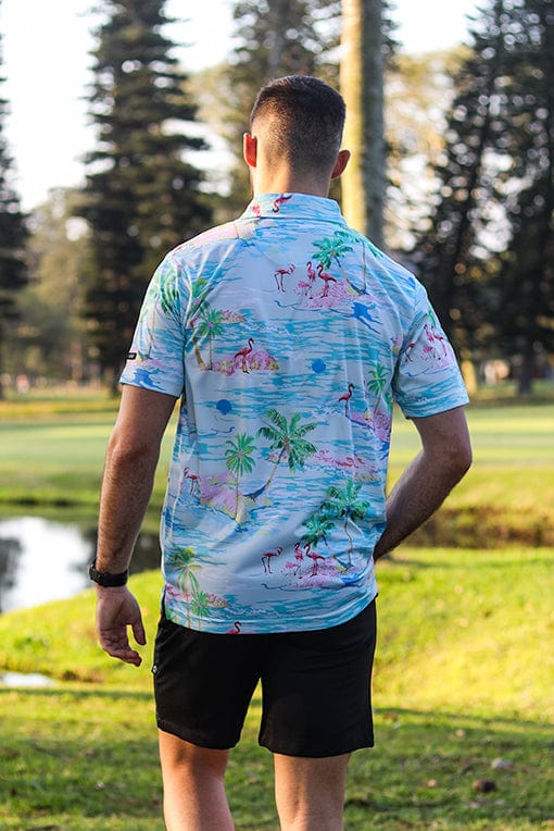 Custom Apparel Men's Funky Golf Shirt | Flamingo Island