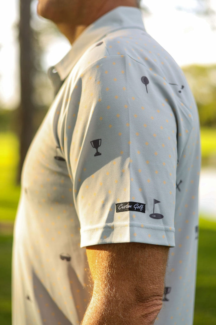 Custom Apparel Men's Golf Shirt | Statement | Powder Blue & Grey