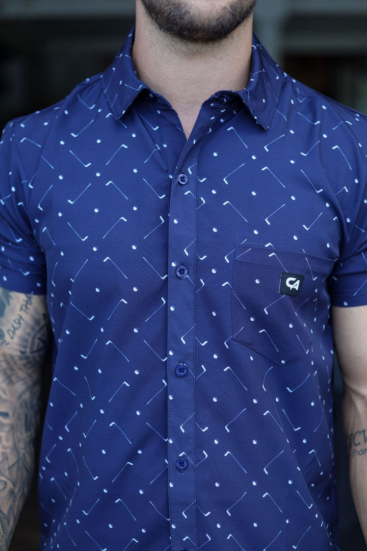 Custom Apparel Men`s Golf Shirt | Button-UP | Navy Clubs
