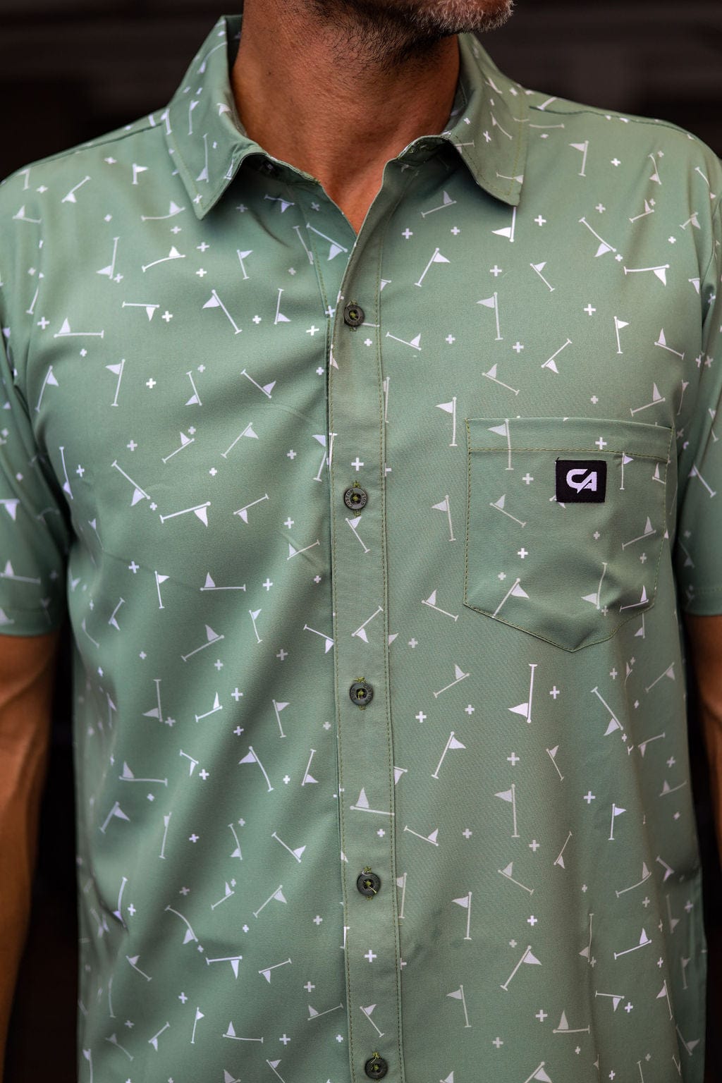 Custom Apparel Men`s Golf Shirt | Button-UP | Olive Aces