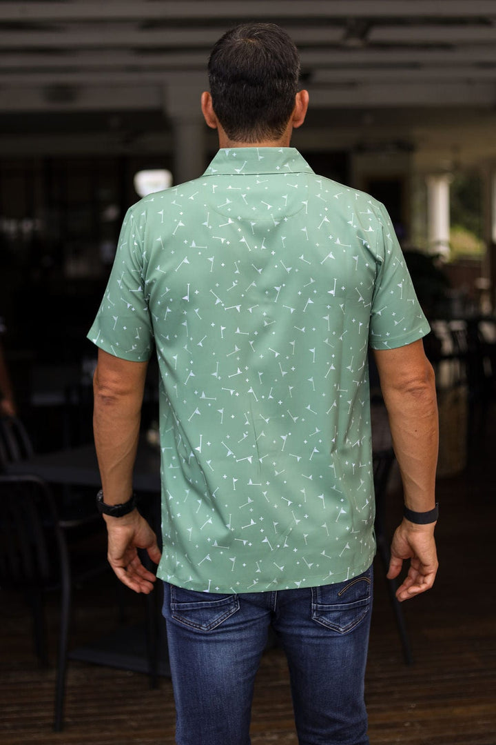 Custom Apparel Men`s Golf Shirt | Button-UP | Olive Aces