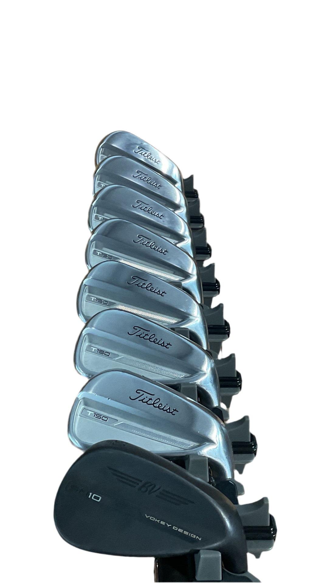 Titleist golf iron set with sleek black and silver finish, designed for precision.
