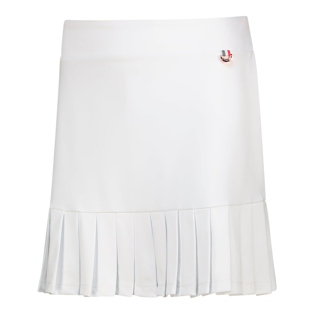 White pleated Ladies Harper Skort tennis skirt with logo patch