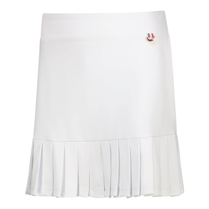White pleated Ladies Harper Skort tennis skirt with logo patch