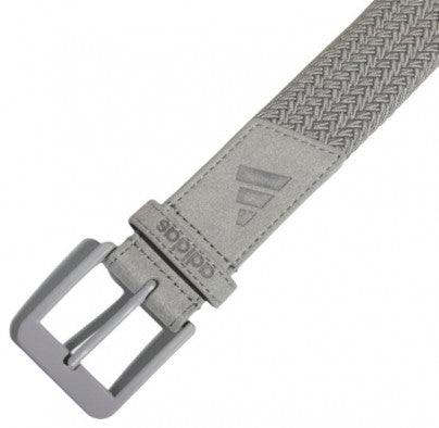 Adidas woven belt with silver buckle and logo.