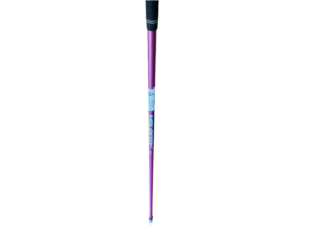 Purple and pink telescoping cane with black tip