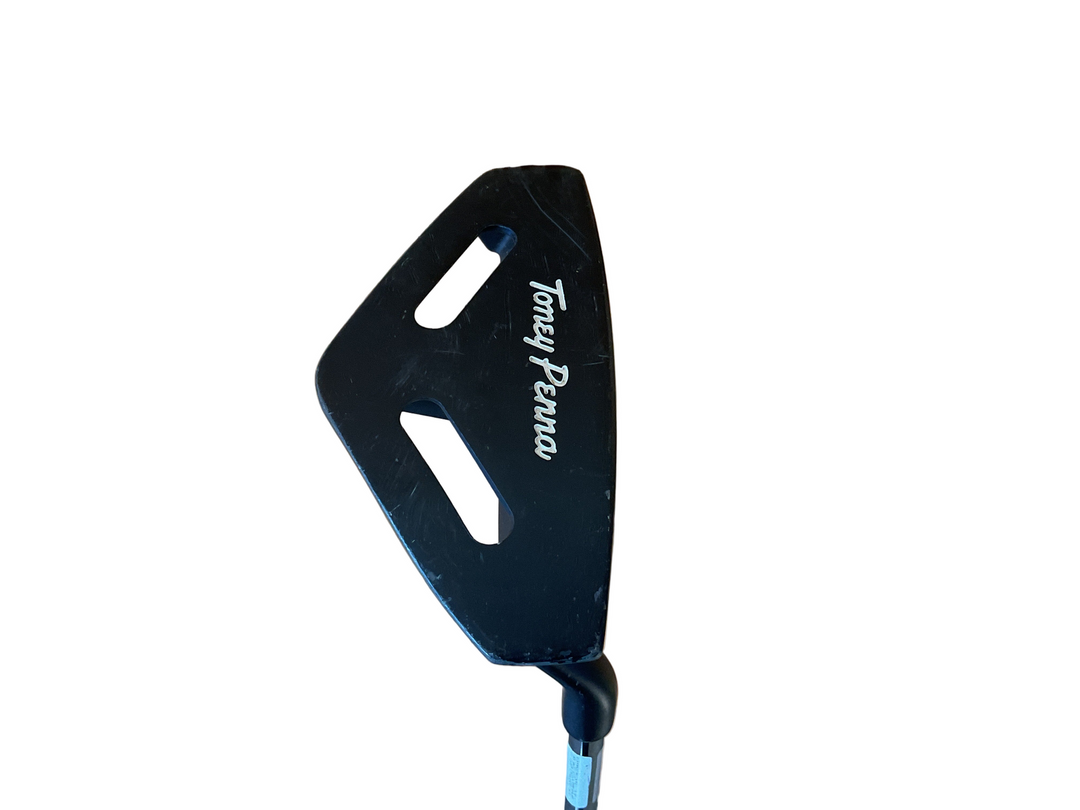 Black iron golf club head with a sleek, modern design and ’tommy panna’ branding.
