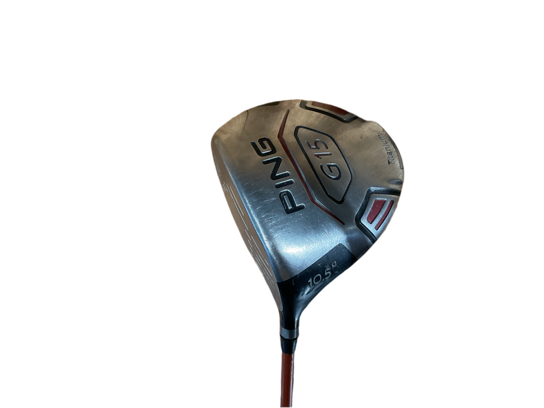 Ping g10 driver with black and red accents, featuring a sleek design.