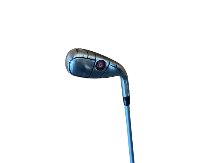 2018 callaway xj irons, graphite shaft, steel head, black finish with red dot.