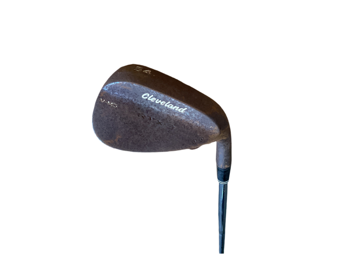 Cleveland wedge golf club with a black head and silver shaft.