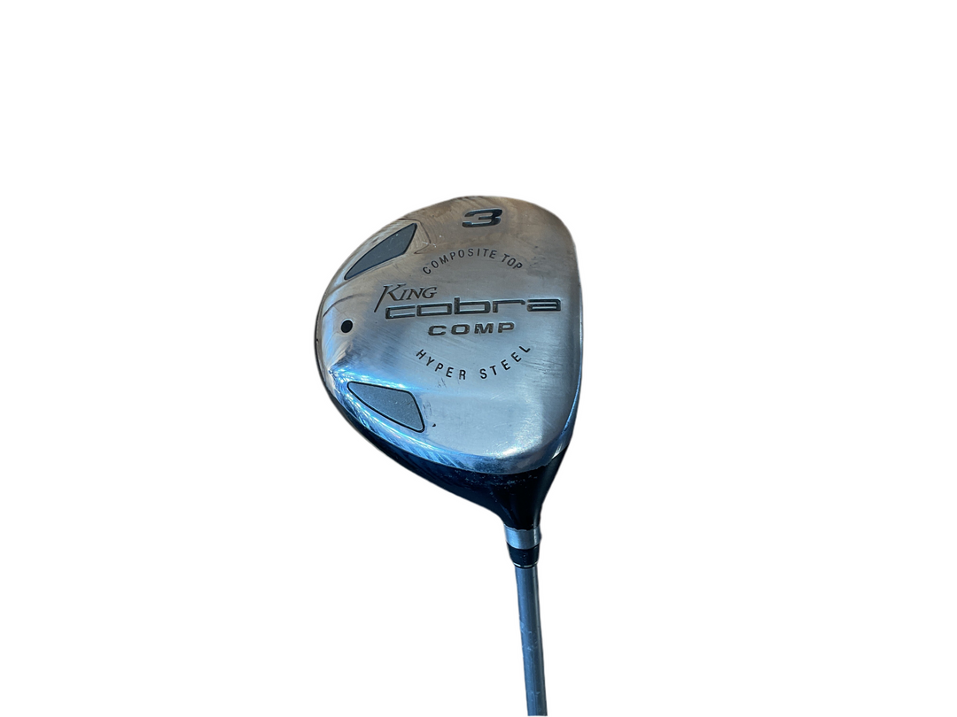 Silver king cobra comp 3 wood golf club head with black text and logo.
