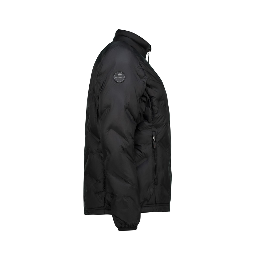 Black waterproof Women’s Quantum Puffer Jacket with zipper and pocket details