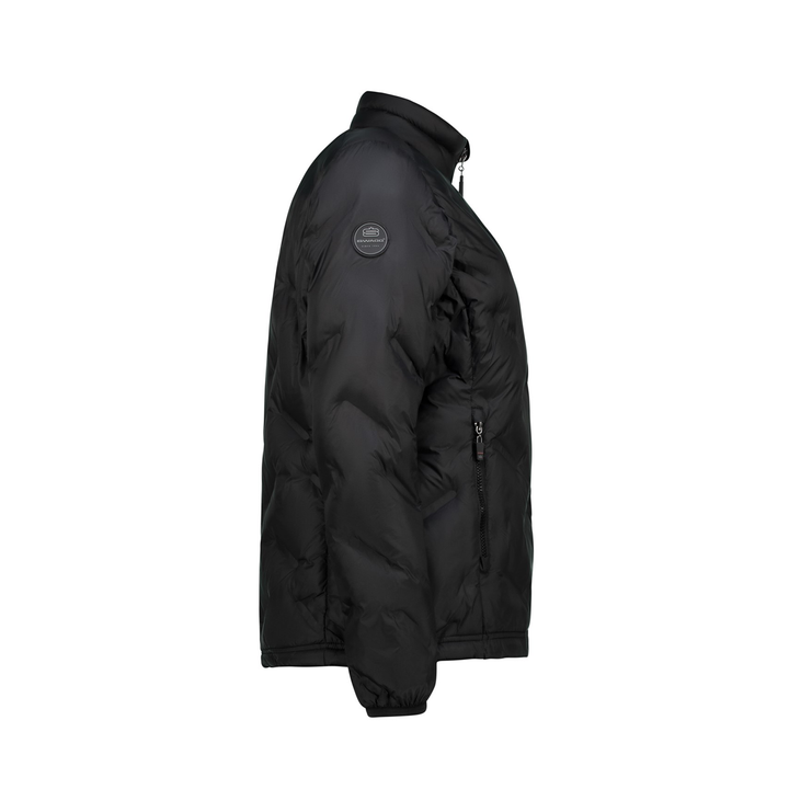 Black waterproof Women’s Quantum Puffer Jacket with zipper and pocket details