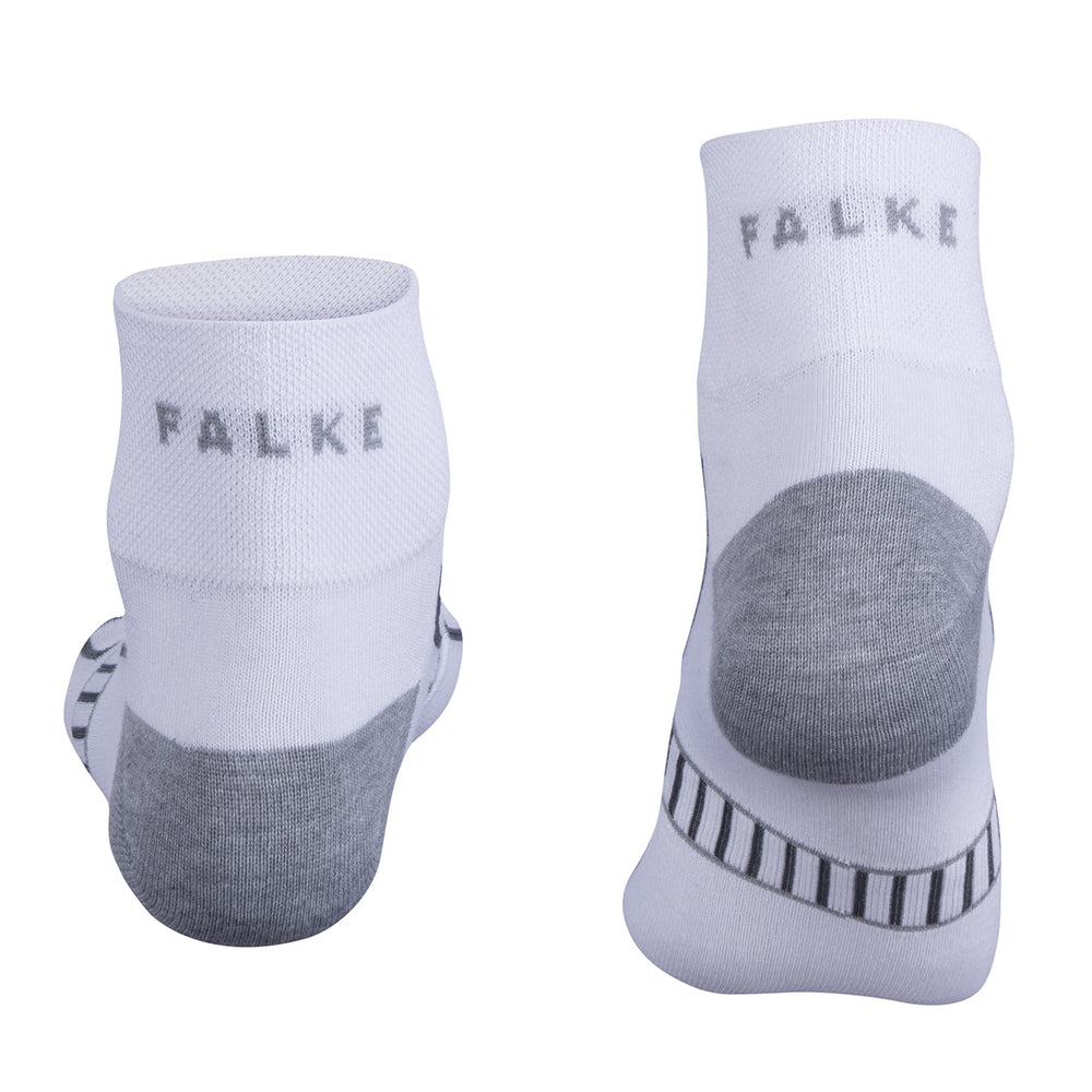 Falke Golf Socks Ultralight Anklet in white with gray toe heel and black stripe