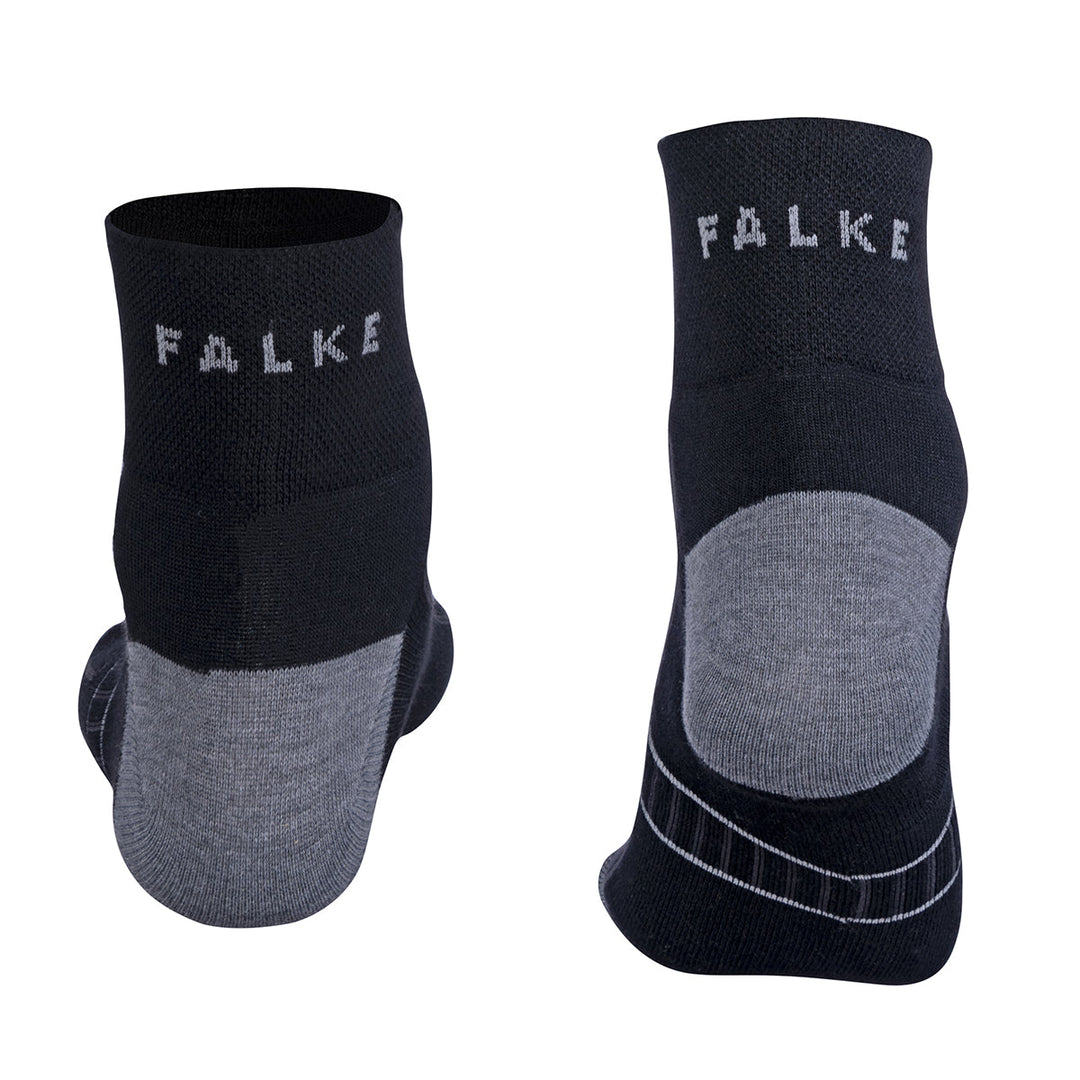Black and gray Falke ultralight golf anklet socks with cushioned heel