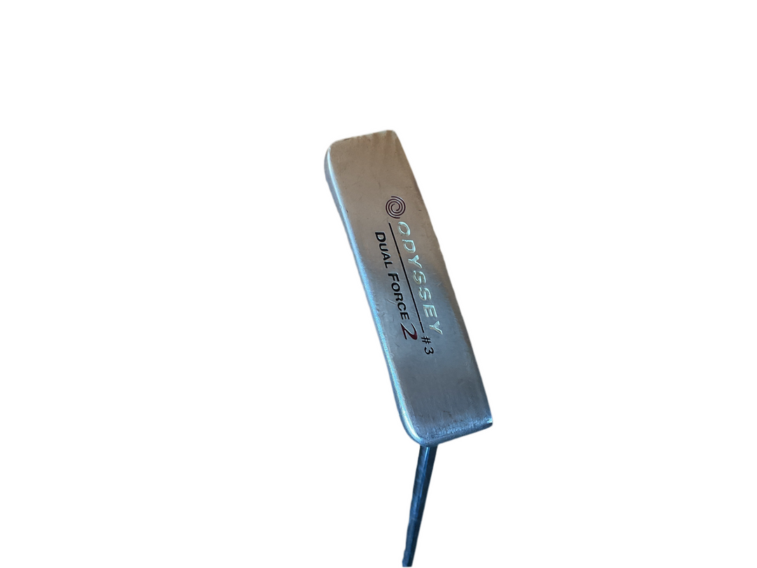 Odyssey dual force 2.0 putter, silver head with black shaft and grip.