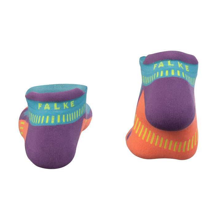 Falke Stride Hidden golf ankle socks in purple, orange, teal accents