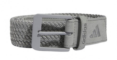 Adidas woven belt in light gray with a silver buckle.