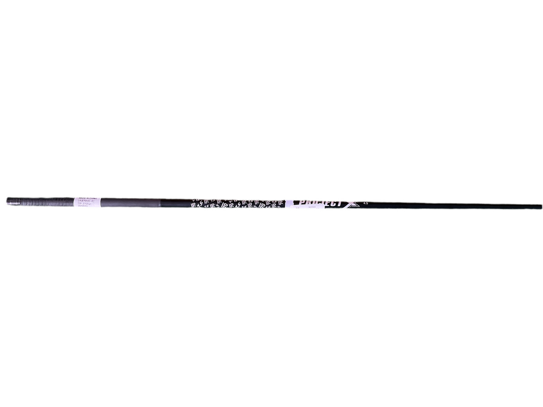 Black and white striped fishing rod with a sleek design.