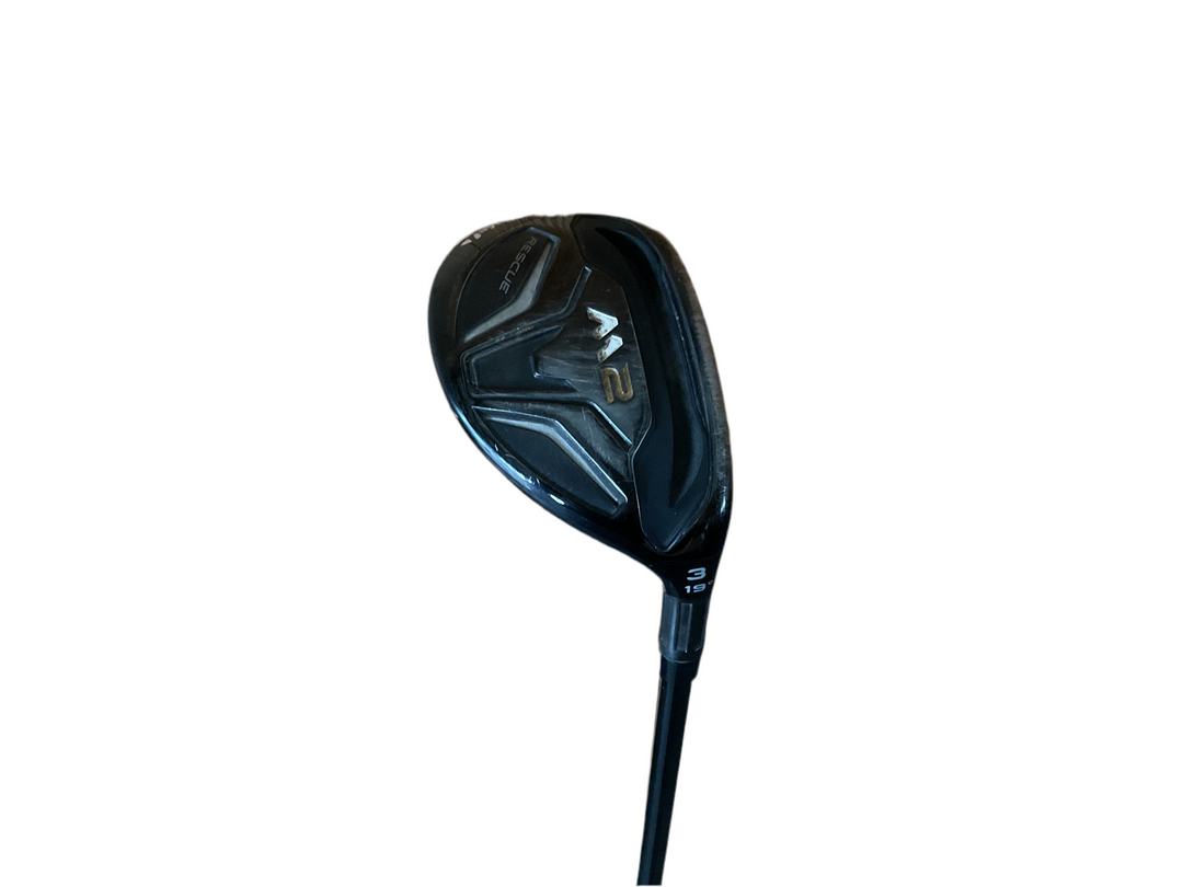 2-iron golf club with black and silver accents, featuring a sleek design.
