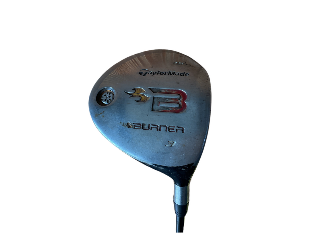 Taylormade burner golf driver with a sleek silver finish and black accents.