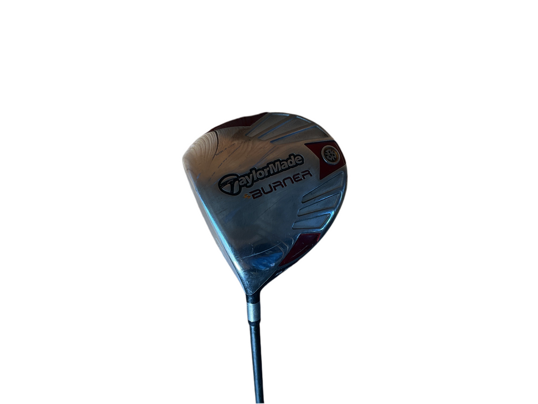 Taylormade burner golf club head with a sleek black and silver finish, featuring the brand’s signature design.