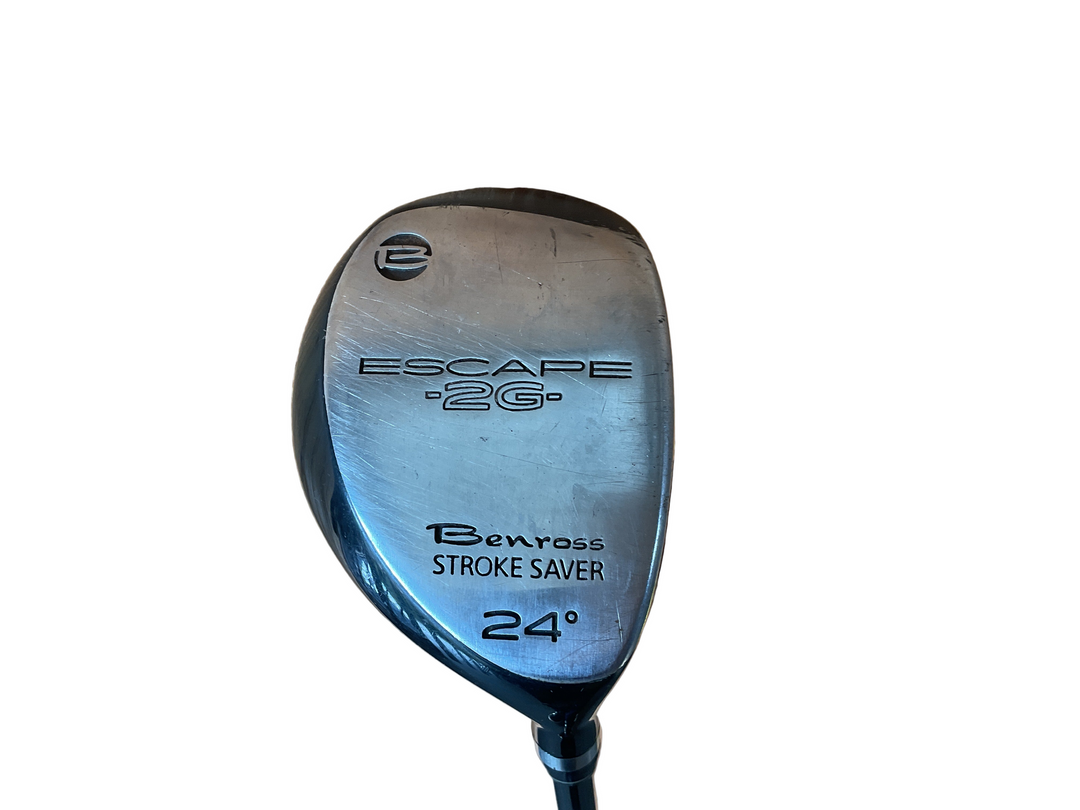 24-degree benross escape 3g golf driver head, silver with black shaft.
