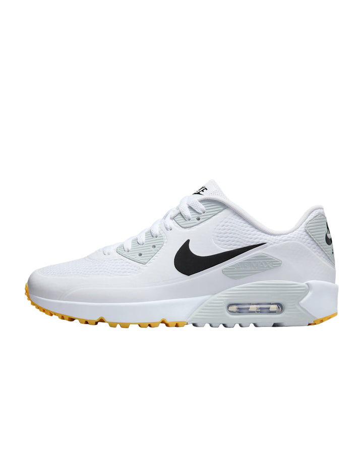 White Nike Air Max 90 G mens golf shoe with black swoosh