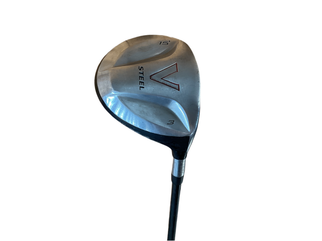 Steel driver golf club with a sleek silver head and black shaft.