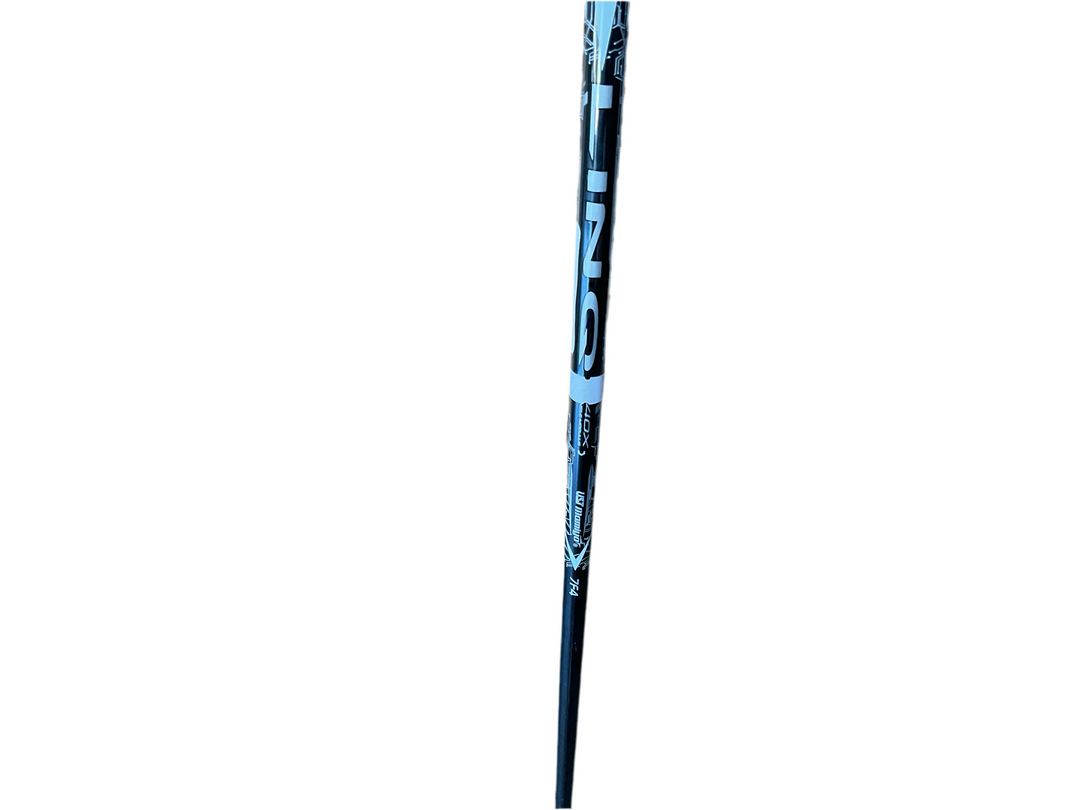 Blue and black baseball bat with ’l180’’ logo.