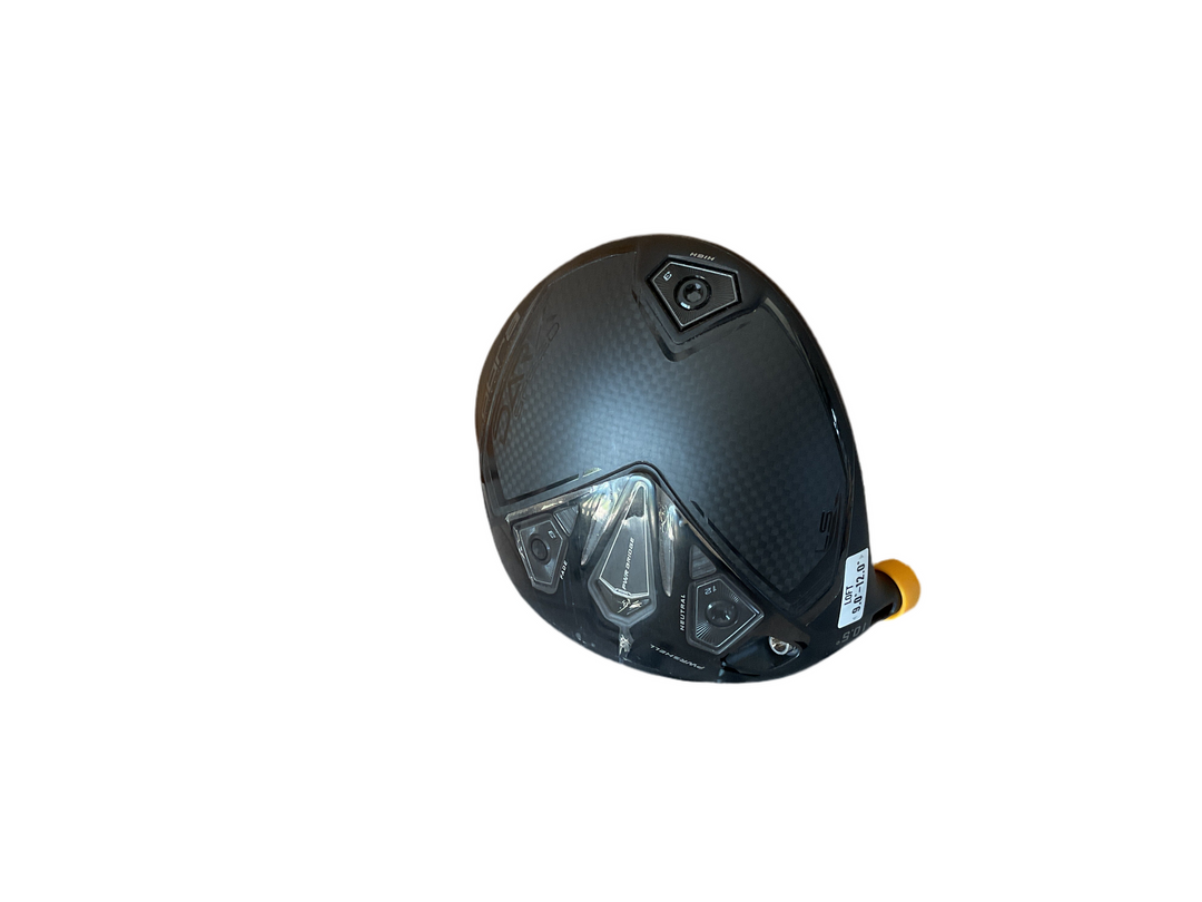 Black motorcycle helmet with clear visor and yellow accents.