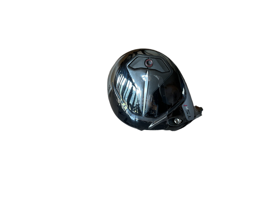 Black motorcycle helmet with reflective design and visor