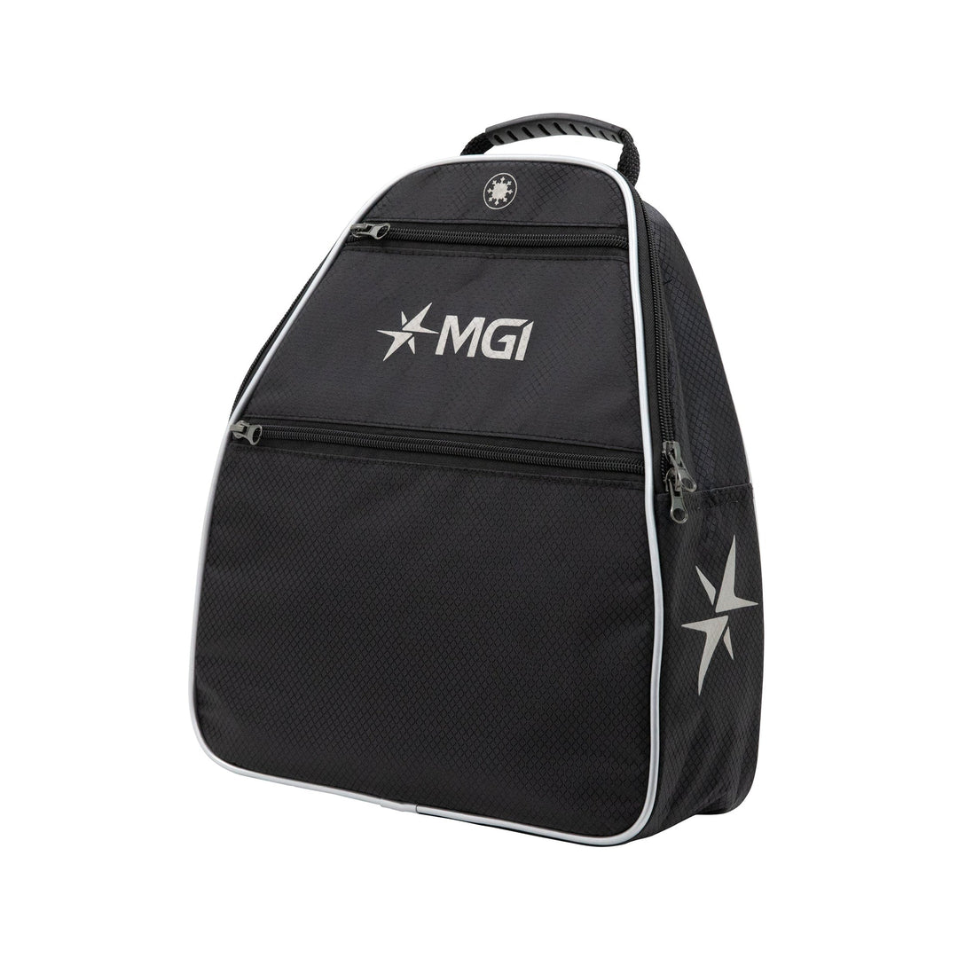 Black mgi boot bag with silver star and white trim