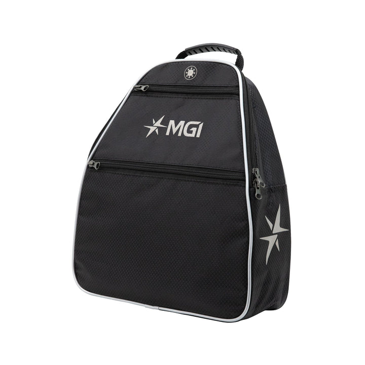 Black mgi boot bag with silver star and white trim