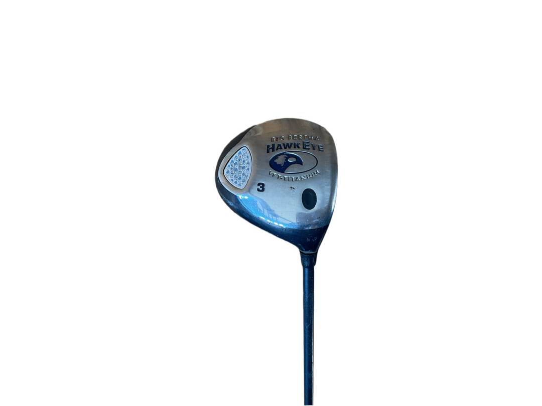 3-wood golf club with a black shaft and silver head featuring the taylormade logo.