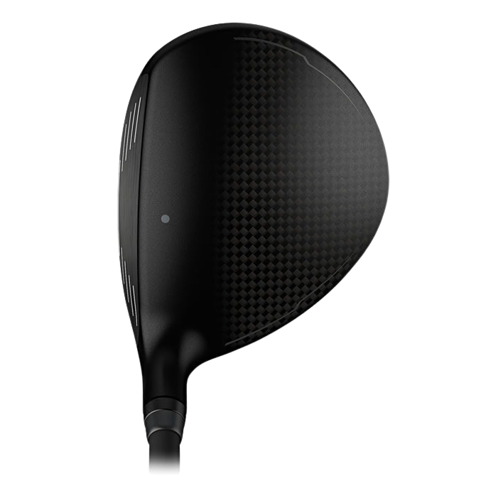 Black driver golf club head with textured face and sleek design, likely from callaway brand.