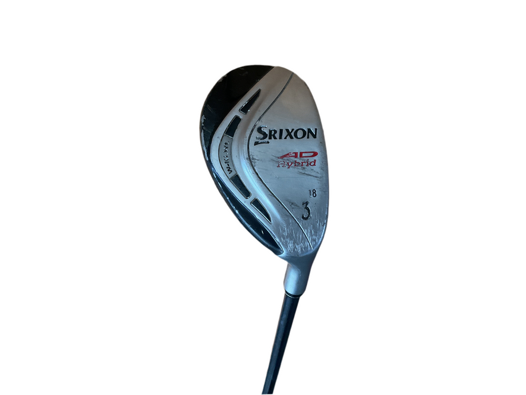 Srixon ad tri-hybrid golf club head in white and black with a sleek, modern design.