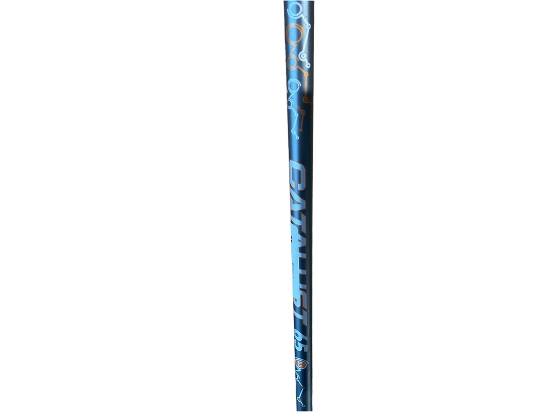 Blue and white golf club shaft with ’srixon’ branding.