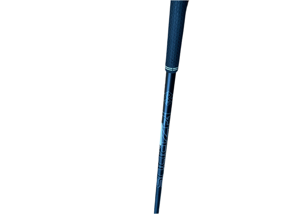 Blue and black golf club shaft with white text design, likely a callaway model.
